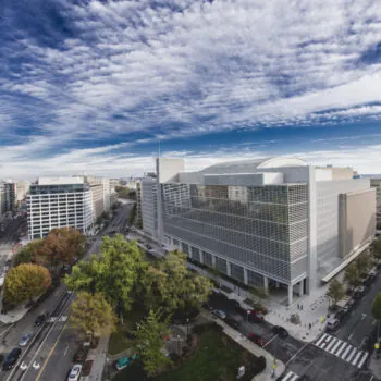 The photo shows the view over the World Bank Group Headquarters in Washington D.C.