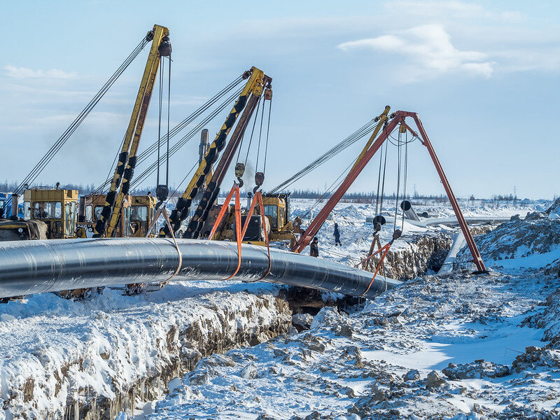 Gas pipeline under construction in Russia 2020. Image via Flickr: romananton