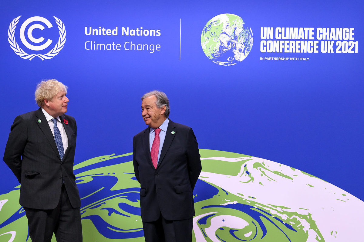 Prime Minister Boris Johnson and Antonio Guterres, Secretary-General of the United Nations at COP26.