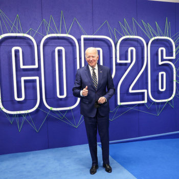 US President Joe Biden arriving at COP26 World Leaders Summit of the 26th United Nations Climate Change Conference at the SEC. Image via Flickr: COP26