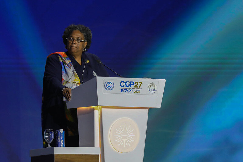 Mia Mottley, Prime Minister of Barbados founded the Bridgetown Initiative. Image via Flickr: UNFCCC