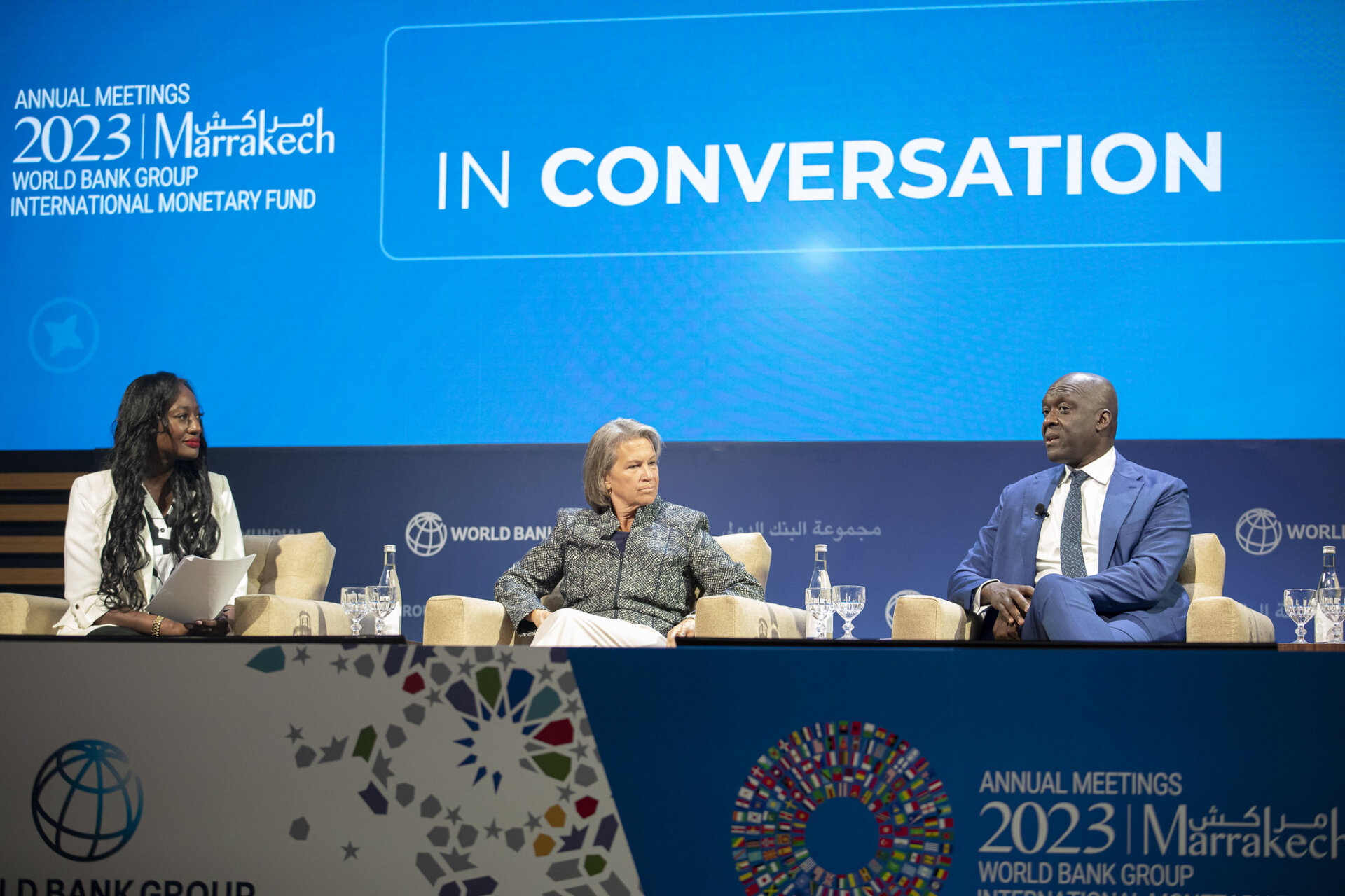 The Harnessing Institutional Investment and Finance for Development session at the 2023 World Bank Annual Meetings in Marrakech.