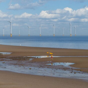 Redcar Sands and the Teesside Wind Farm. Image via Mat Fascione / geograph.org.uk