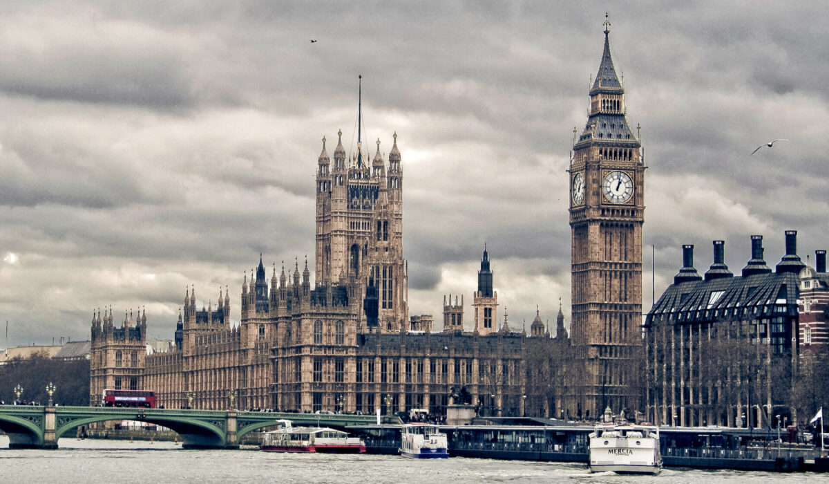 The photo shows part of the Palace of Westminster in London, UK.