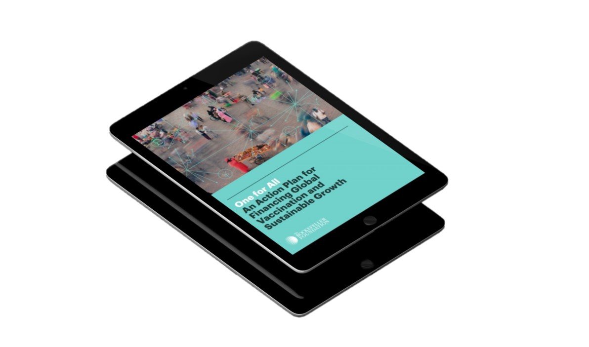 Tablet showing the report Action Plan for Vaccination and Sustainable Growth