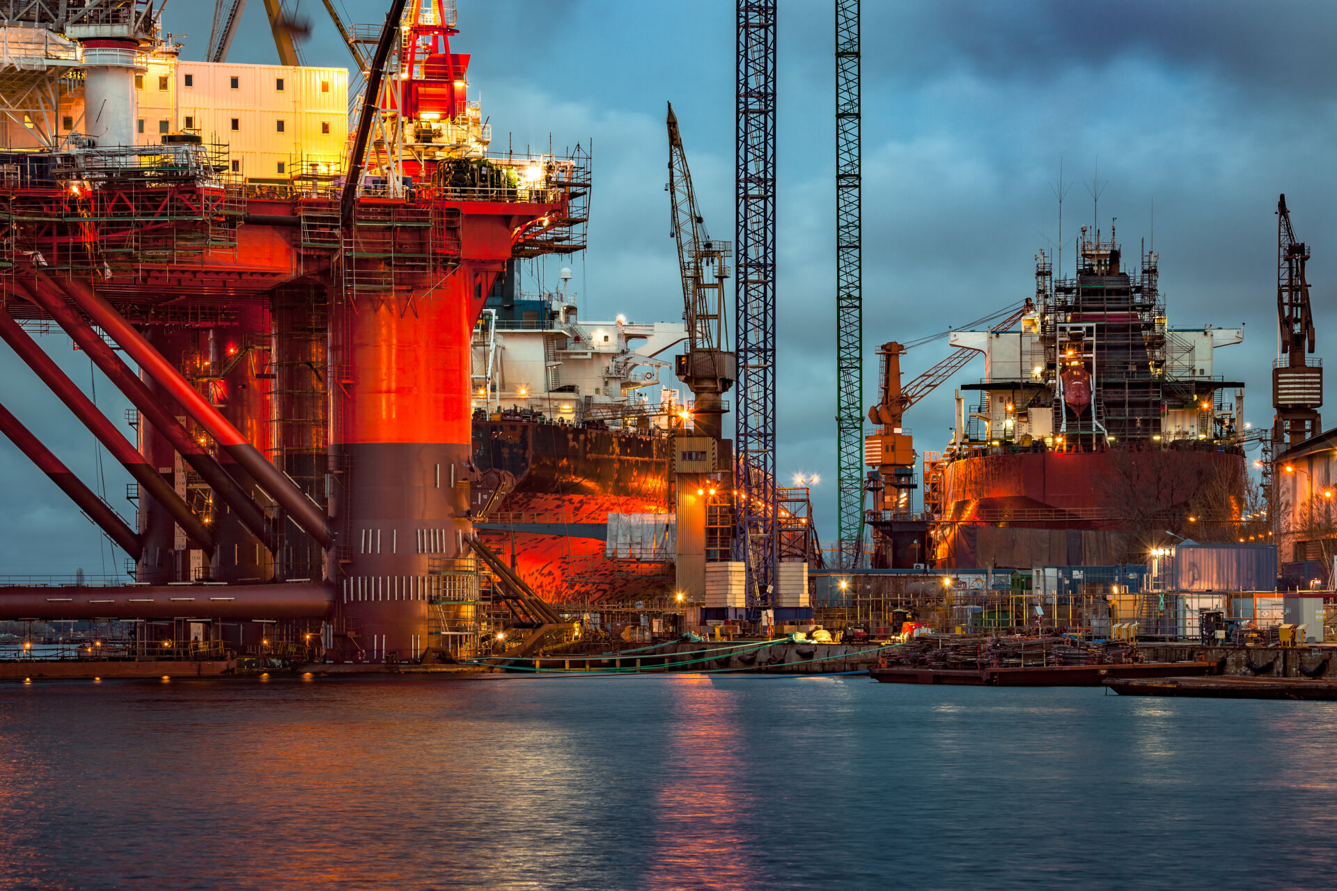 Shipyard industry – Oil Rig under construction in Gdansk, Poland.
