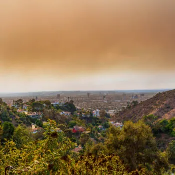 Hazy View of Los Angeles Surrounded by Smoke from Wildfires