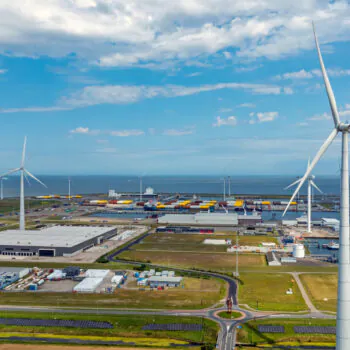 Aerial from industry in Eemshaven in the Netherlands