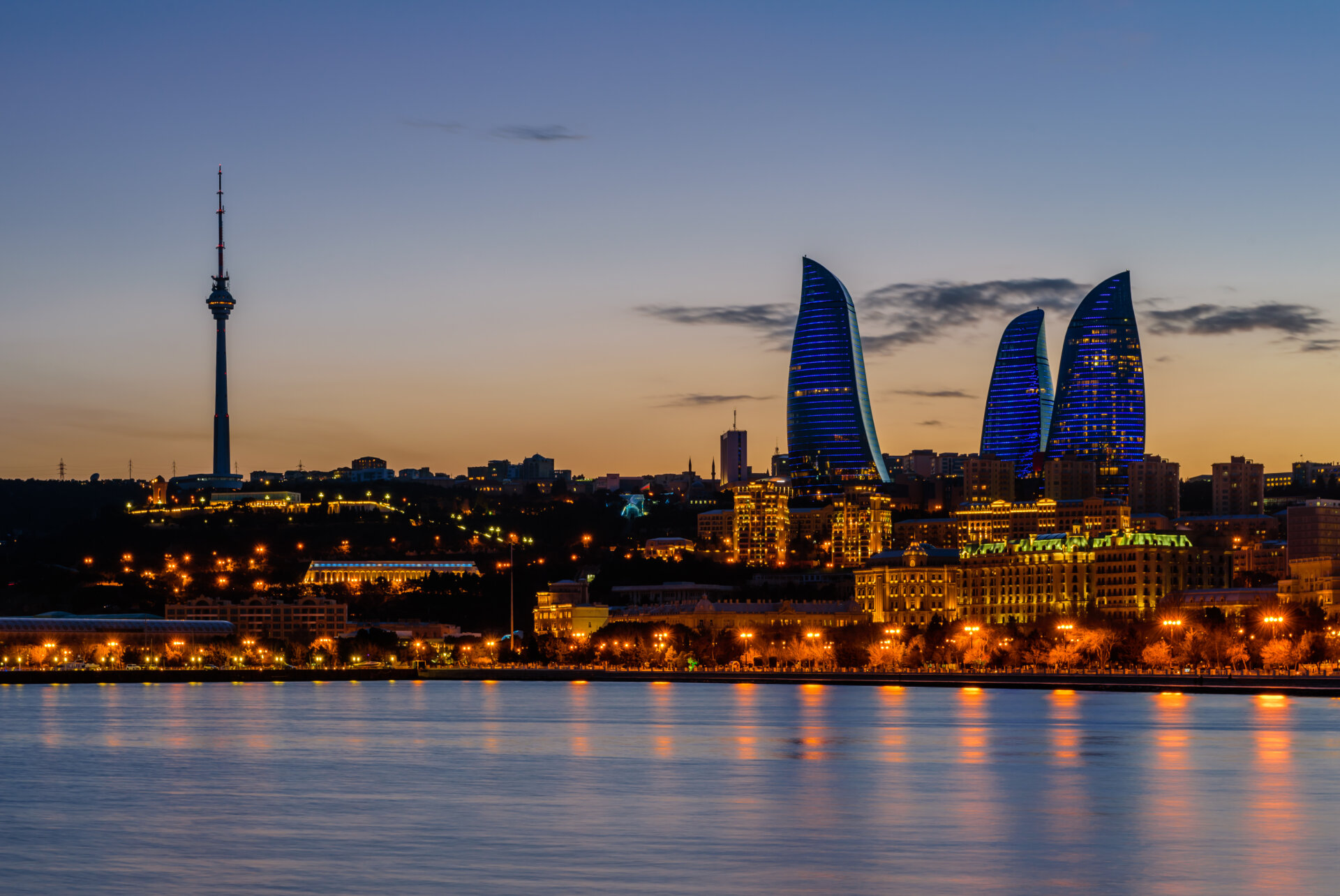 Night view of Baku