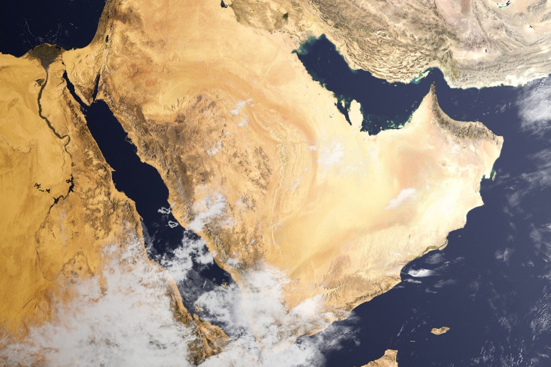 Satellite View of the Middle East and the Strait of Hormuz