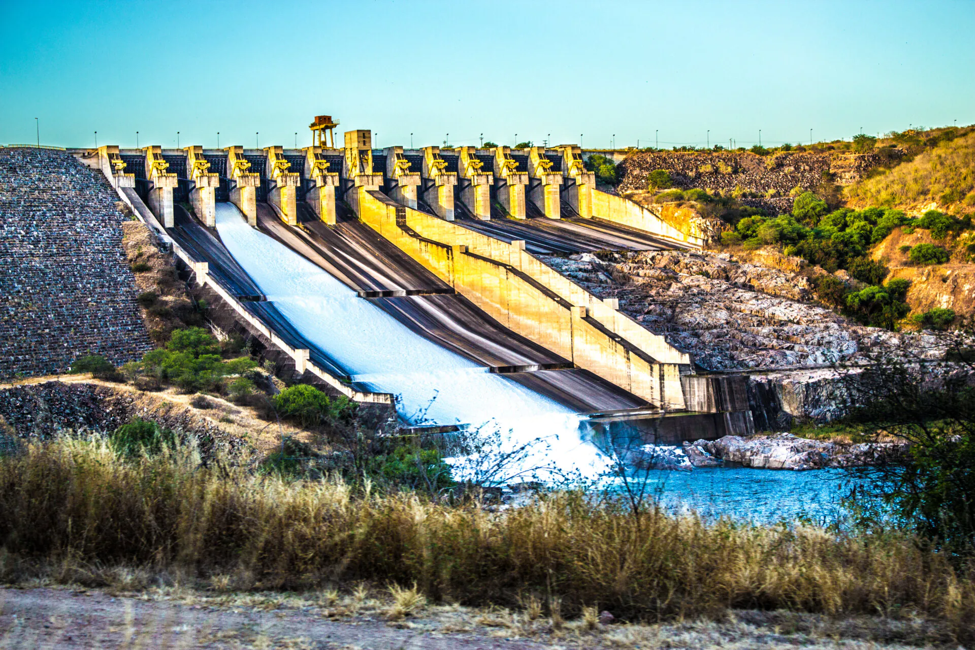 Hydroelectric Plant of XIngo, on Sao Francisco River in Brazil – top view HDR