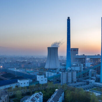 AERIAL VIEW of power station at night in shaoxing