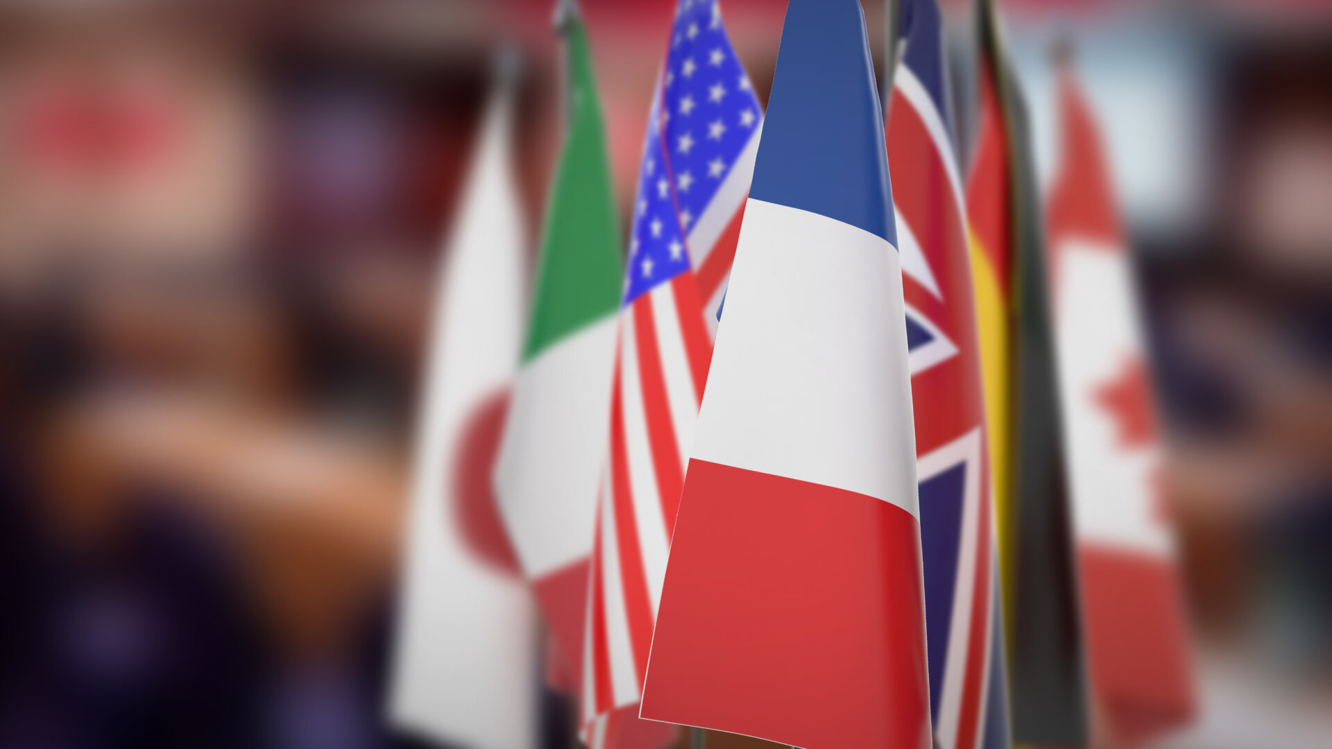 Flags of G7 members isolated with blur