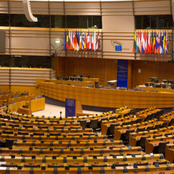 The EU European Parliament Room in Brussels on July 30, 2014