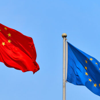 Chinese and European Union flags