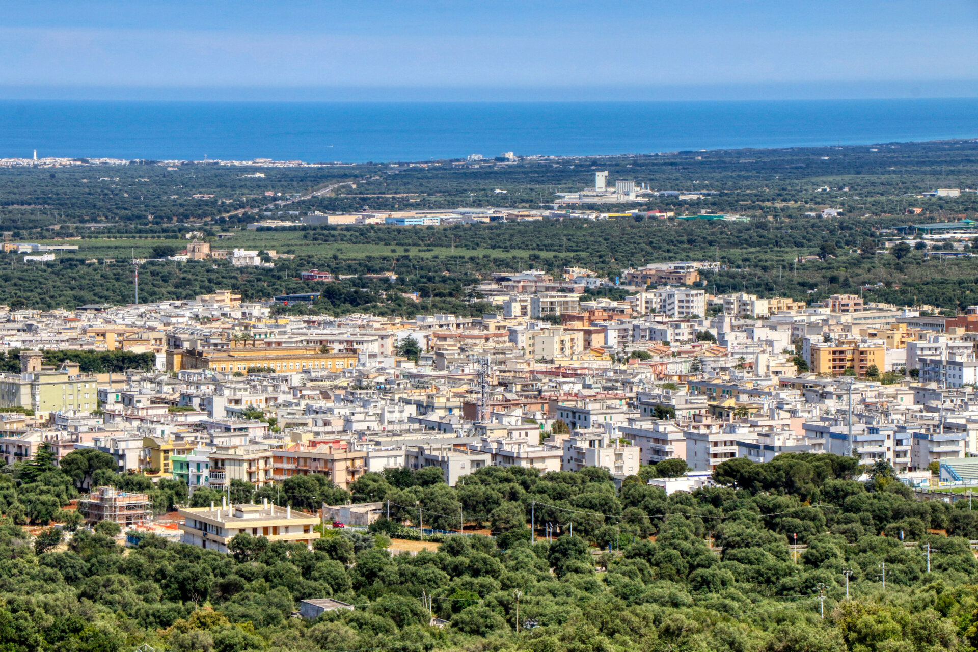 Aerial view of the city of Fasano in Puglia, Italy
