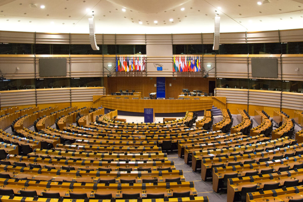 The European Parliament Room (debating chamber) on July 30, 2014 in Brussels.