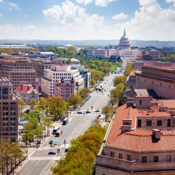 Pennsylvania Avenue and US Capitol view from above