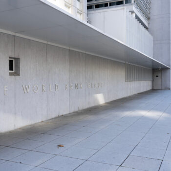 Washington D.C., USA – January 12, 2020: The World Bank Group sign is seen in Washington D.C., USA. The World Bank Group (WBG) is a family of five international organizations.