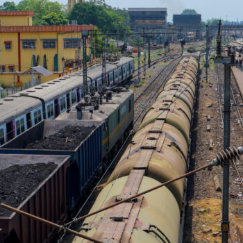 Indian railway Freight Carrier train for carrying oil and Coal on 29th April 2024, Burdwan,  India