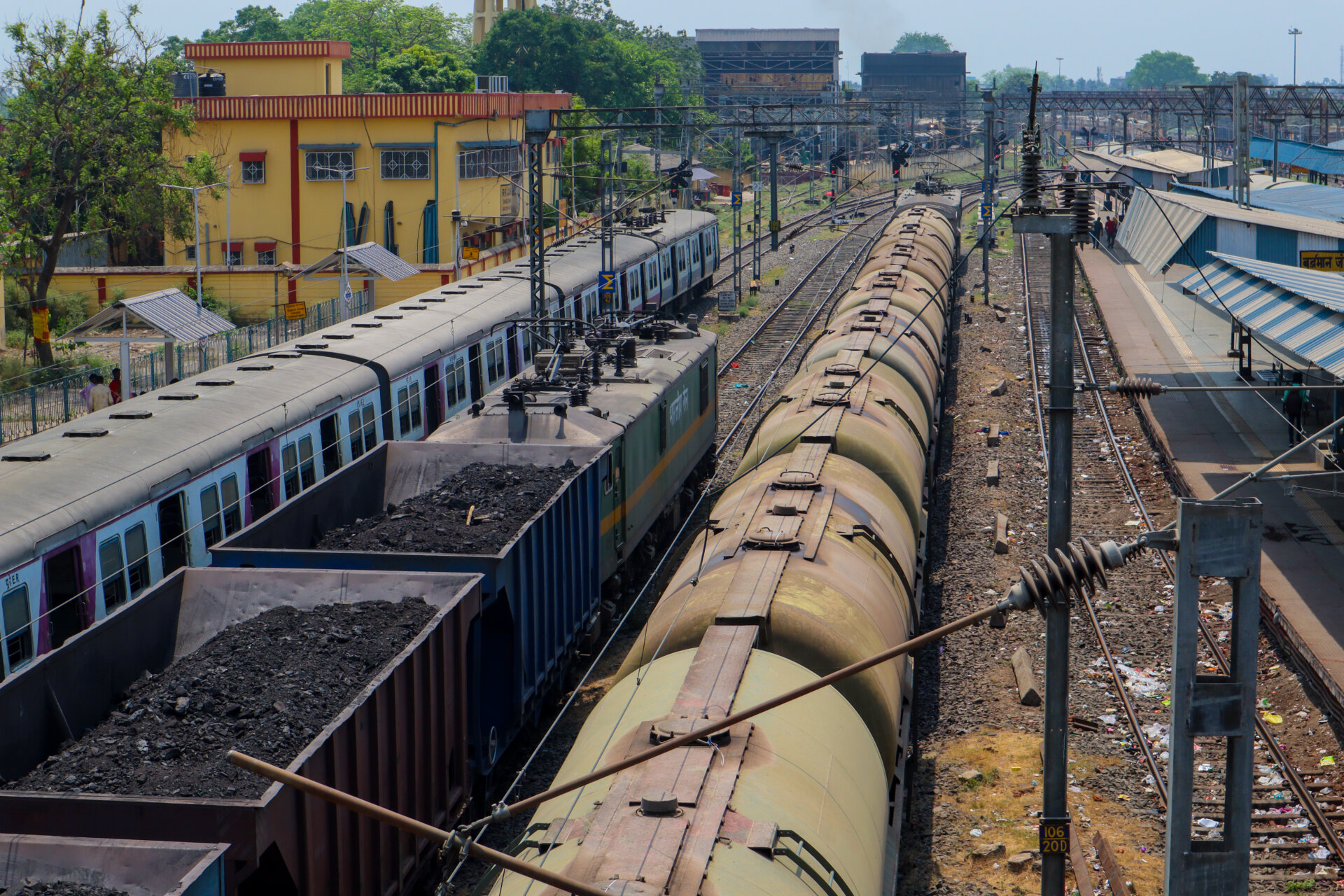Indian railway Freight Carrier train for carrying oil and Coal on 29th April 2024, Burdwan,  India