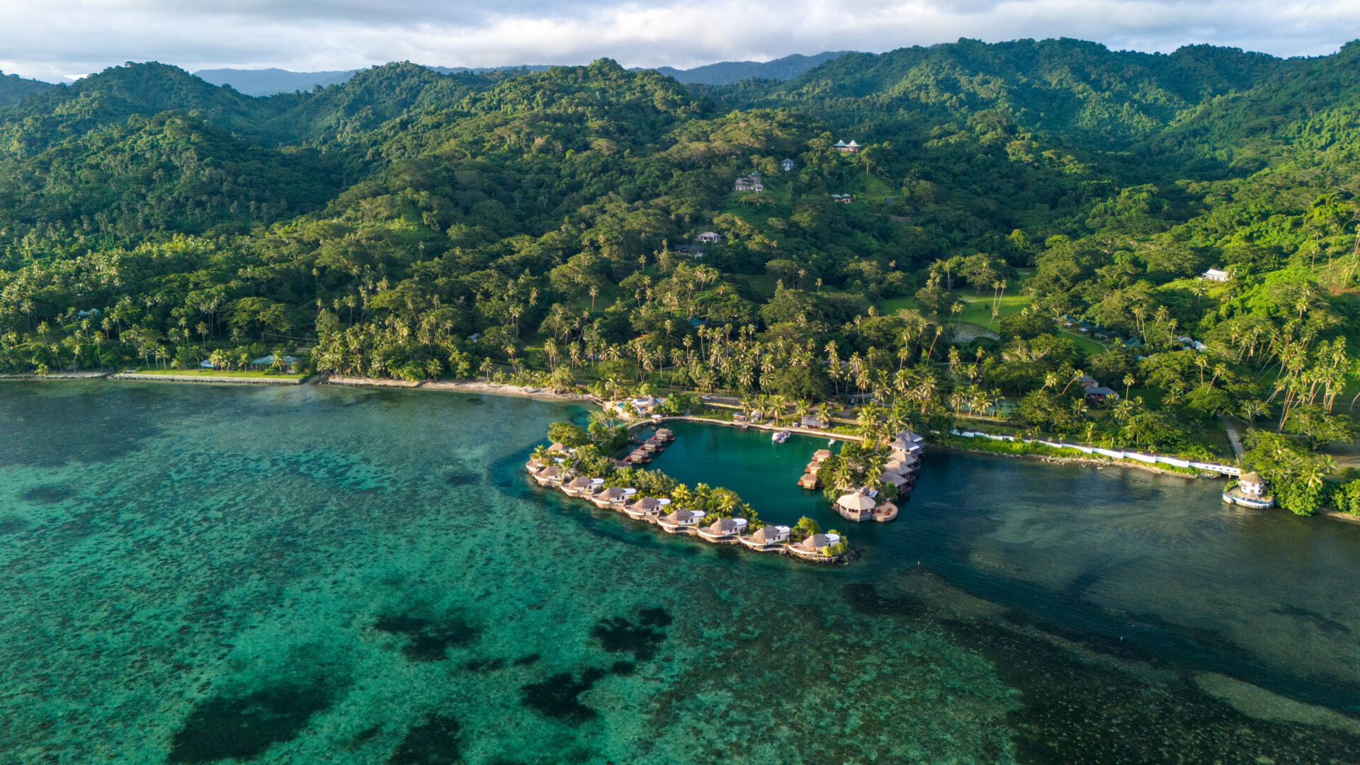 Overwater bungalow villas in Savusavu, Fiji