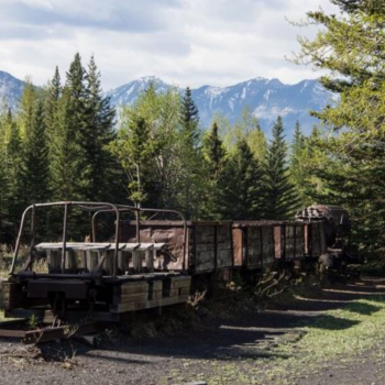 Coal mining cars from Lower Bankhead mine, Banff national park, Alberta, Canada