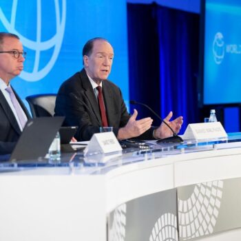 David Malpass, President, World Bank Group, at the 2022 Annual Meetings, where management faced calls for the World Bank Evolution Roadmap. Photo by Grant Ellis for World Bank on flickr.