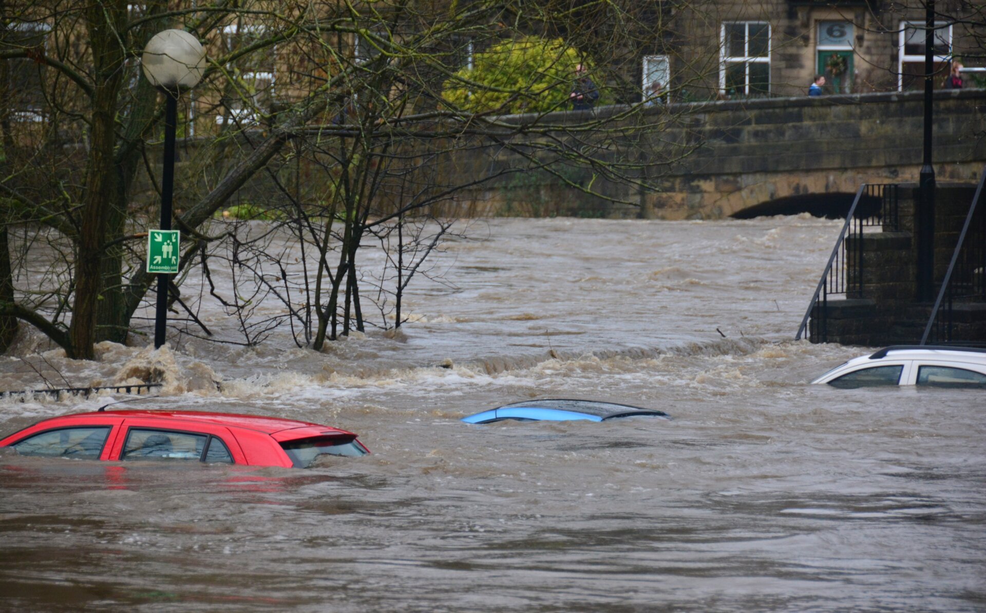 Floods in The Brown Cow, Bingley, Bradford, United Kingdom