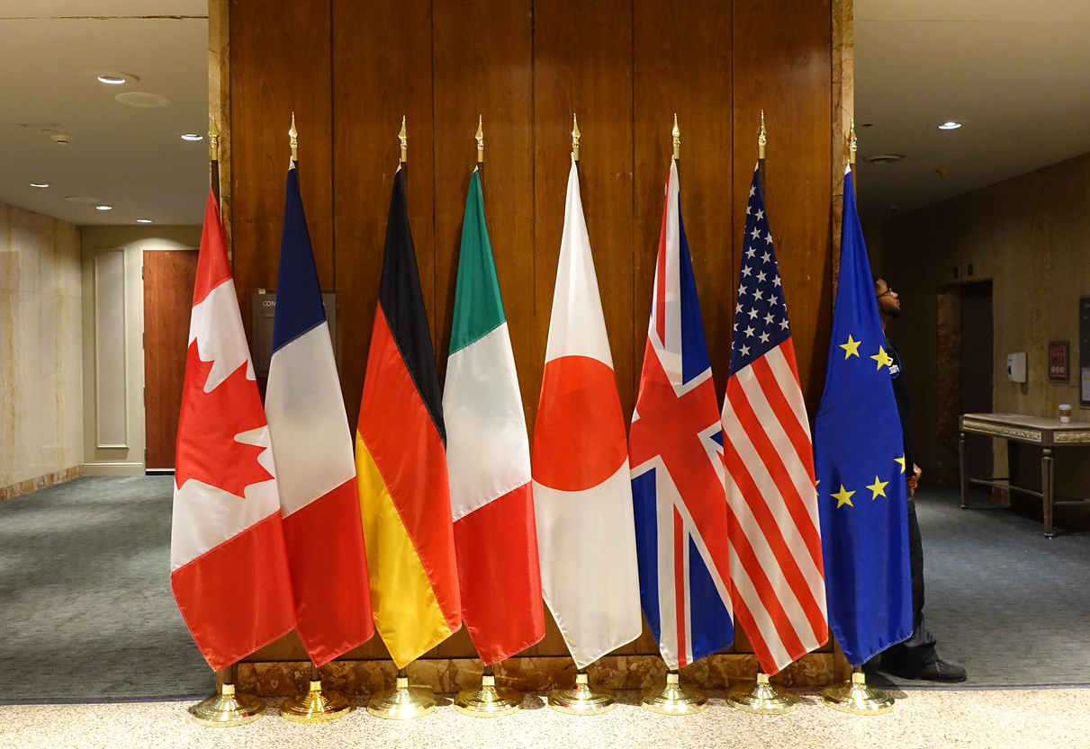 G7 flags at the 2018 G7 Leaders' Summit. Photo via Flickr.