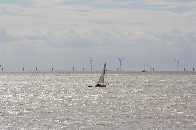 Gunfleet Sands Offshore Wind Farm, located about 7 kilometres offshore from Clacton-on-Sea.