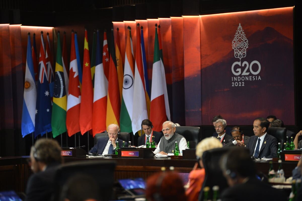 Indonesia President Joko Widodo and US President Joe Biden listen to Prime Minister of India Narendra Modi during the G20 Summit. Photo by G20 Presidency of Indonesia on flickr.