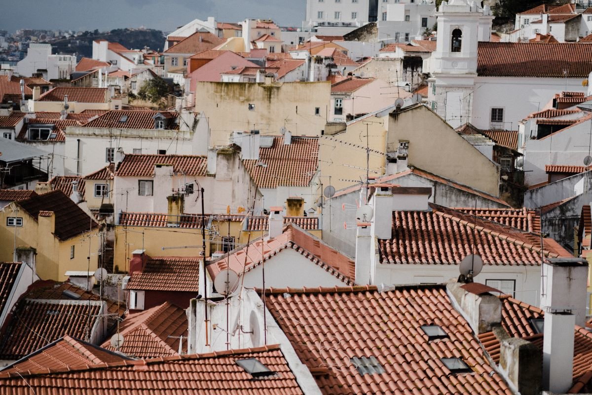 Red tiled rooves of European city - Lisbon, Portugal