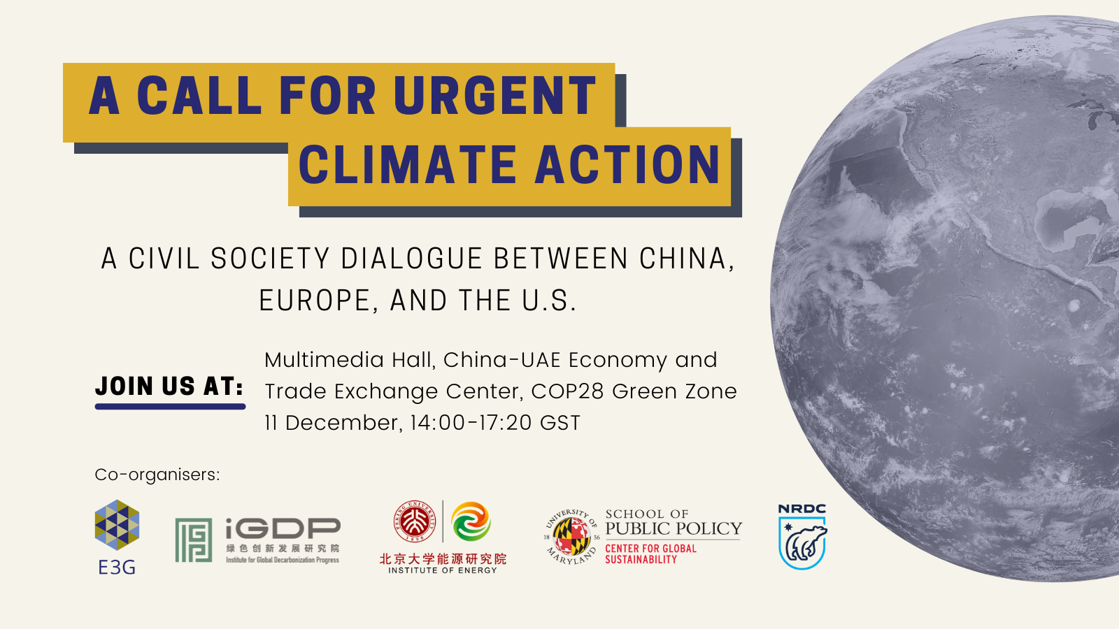 Call for Urgent Climate Action - COP28 event flyer