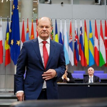 Olaf Scholz, Germany’s Chancellor, in a Plenary session of the Bundestag