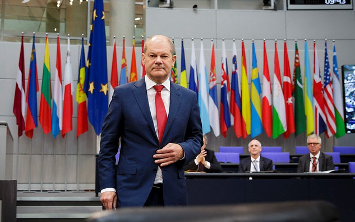 Olaf Scholz, Germany’s Chancellor, in a Plenary session of the Bundestag