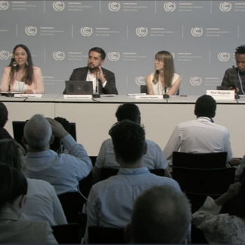 The photo shows the panelists at the press conference hosted by E3G and 350.org on phasing out fossil fuel.
