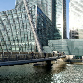 The foot bridge at Canary Wharf in the city of London finance district. Colin Watts on Unsplash