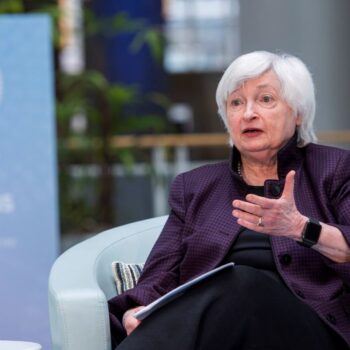 U.S. Treasury Secretary and Chair of the FSOC Janet Yellen in Washington DC, speaking at the 2021 Spring Meetings earlier this year on climate-related financial risk. Photo via World Bank Photo Collection on Flickr.