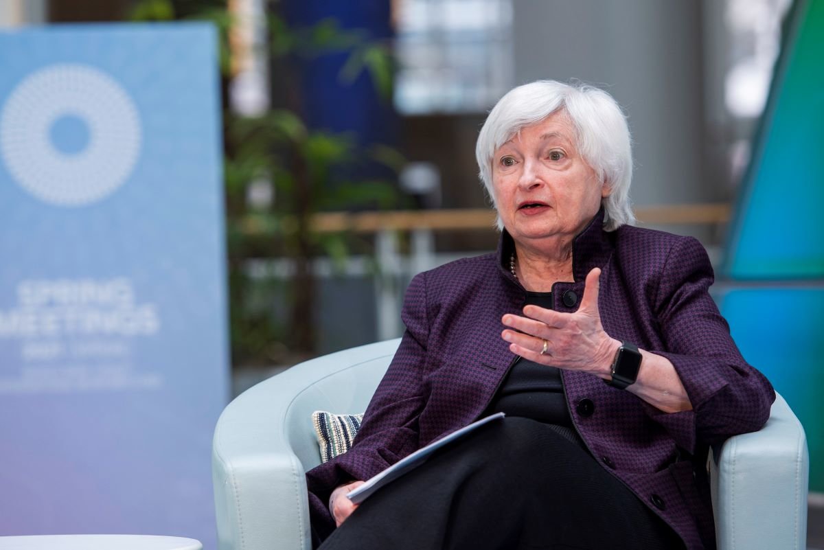 U.S. Treasury Secretary and Chair of the FSOC Janet Yellen in Washington DC, speaking at the 2021 Spring Meetings earlier this year on climate-related financial risk. Photo via World Bank Photo Collection on Flickr.