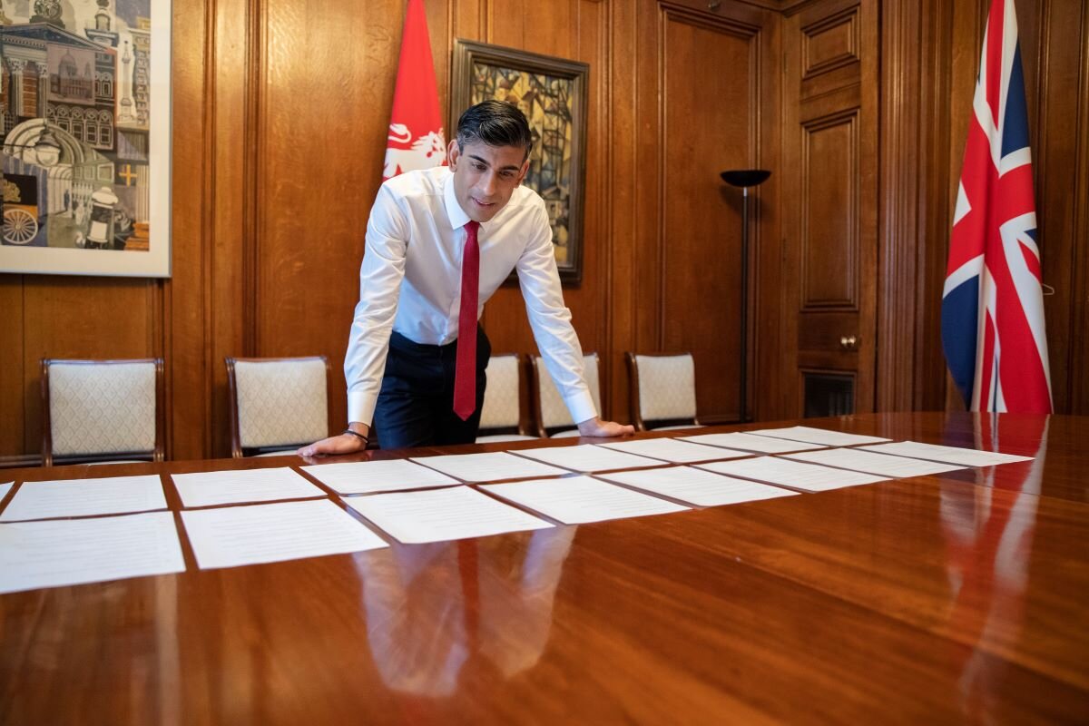 UK Chancellor of the Exchequer Rishi Sunak looks at his statement papers before delivering Spring Statement speech to parliament. Photo via HM Treasury on flickr.