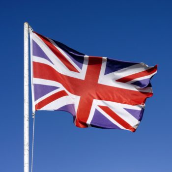 Flag of the United Kingdom waving in the wind