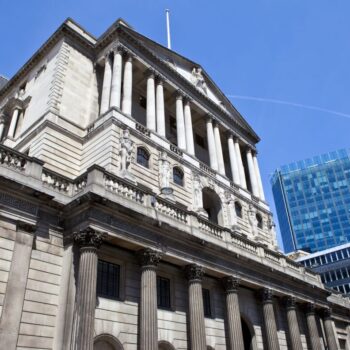 View of the Bank of England in the City of London