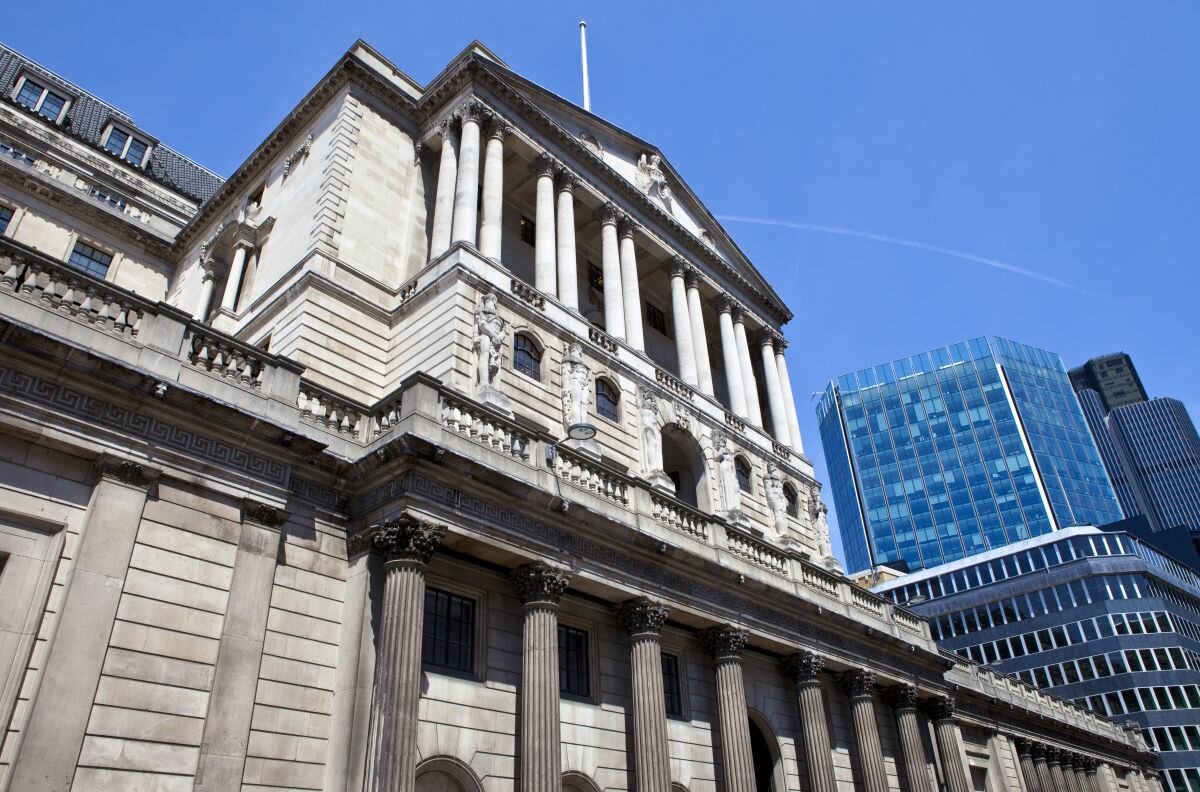 View of the Bank of England in the City of London