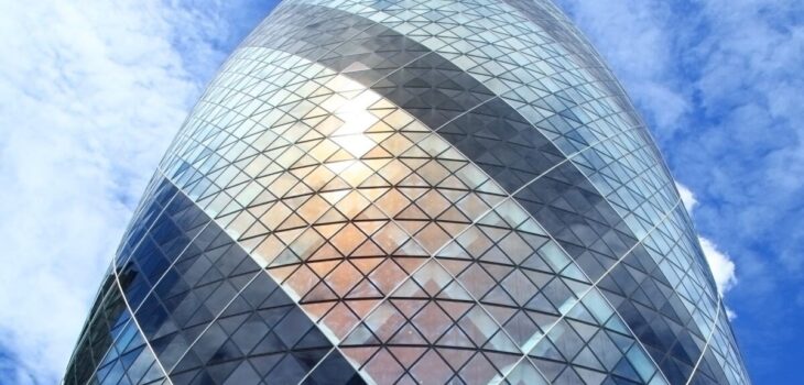 View of the Gherkin in the City of London, the UK's financial centre. Building a Net Zero-Aligned Financial Centre would harness the potential of the UK’s financial sector to drive the net zero transition.