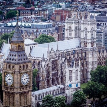 Westminster in London UK, view from the air.