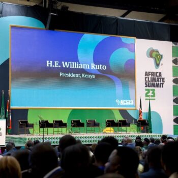 William Ruto, President of Kenya speaks at the Africa Climate Summit.
