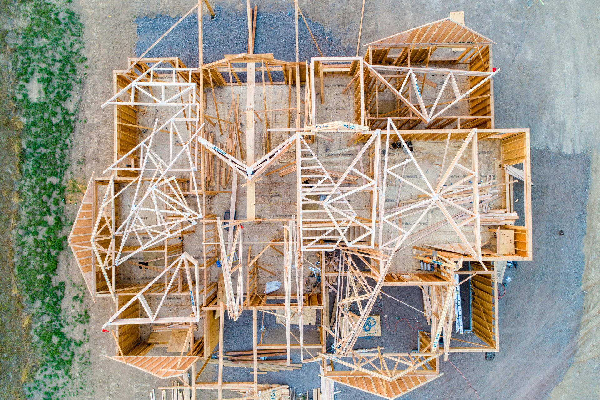 Construction, scaffolding, house construction, and development