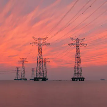 Beautiful view of the transmission tower during the sunset