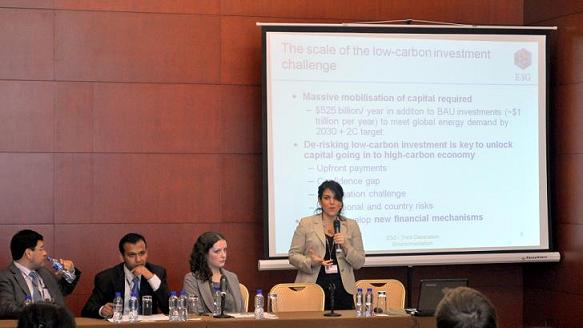 UNFCCC negotiations at Tianjin, China with E3G’s Monica Araya and Liz Gallagher, Andrei Bourrouet, Head of the Costa Rican Delegation and Clifford Polycarp of World Resources Institute (WRI)